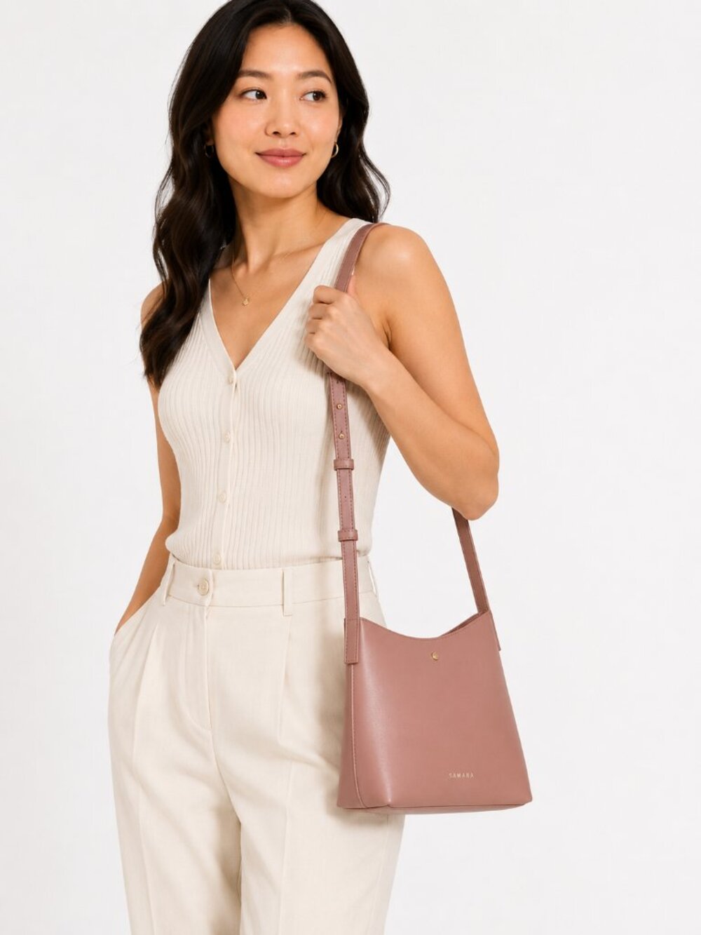 NWOT SAMARA Dusty Pink Vegan Leather Shoulder Bag